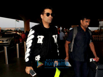 Kriti Sanon, Kajal Agarwal and Karan Johar snapped at the airport