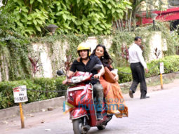 Vidya Balan and Manav Kaul promote Tumhari Sulu on a scooty