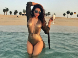 Hotness Alert! Shama Sikander sizzles in golden swimwear in Dubai