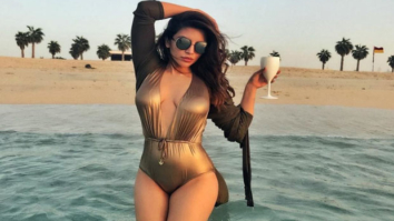 Hotness Alert! Shama Sikander sizzles in golden swimwear in Dubai