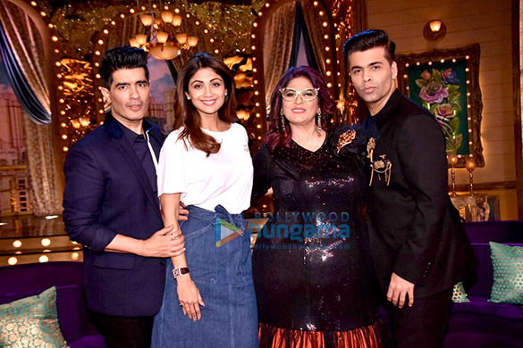 Shilpa Shetty and Manish Malhotra on the sets of the show ‘Aunty Boli Lagao Boli’