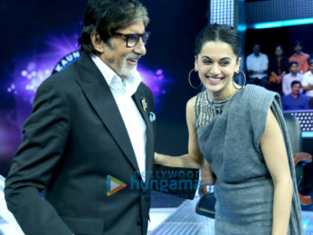 Taapsee Pannu and Dr Subroto Das on the sets of 'Kaun Banega Crorepati 9'
