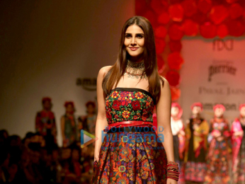 Vaani Kapoor walks the ramp for designer Payal Jain at the Amazon India Fashion Week