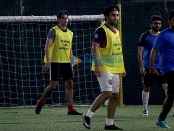 Ahan Shetty and Aadar Jain at snapped at a soccer practice in Juhu