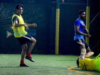 Ahan Shetty and Aadar Jain at snapped at a soccer practice in Juhu