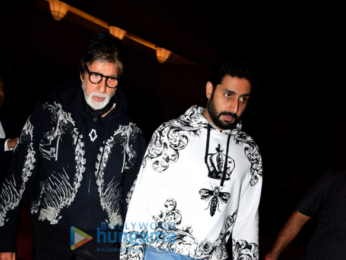Amitabh Bachchan and Abhishek Bachchan snapped while having dinner with family-