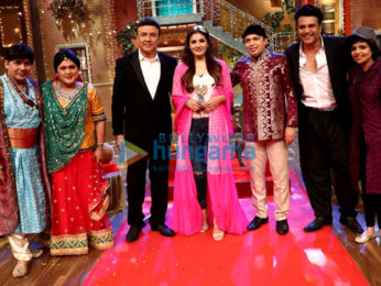 Anu Malik, Raveena Tandon and Altaf Raja on the sets of 'The Drama Company'