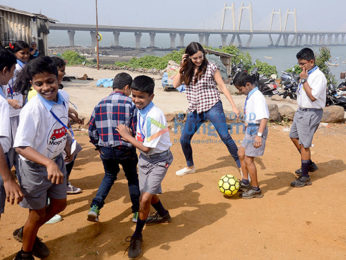 Dia Mirza and Jackky Bhagnani meets kids on Children's Day at Worli