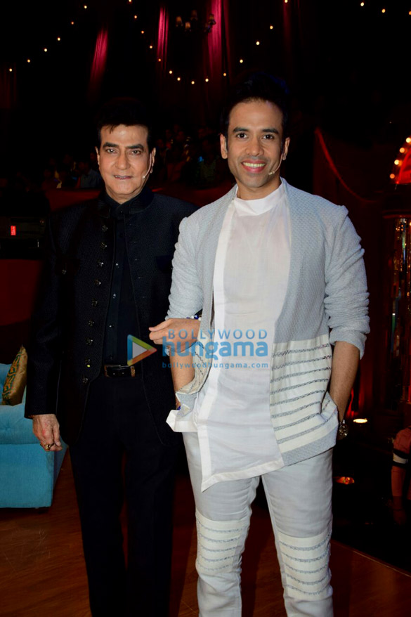 Jeetendra and Tusshar Kapoor on the sets of The Drama Company Jeetendra and Tusshar Kapoor on the sets of The Drama Company