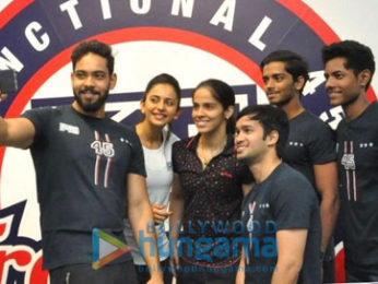 Saina Nehwal graces the launch of Rakul Preet's fitness studio F45 in Hyderabad