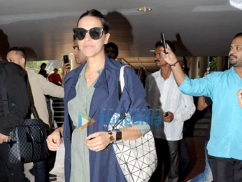 Shahid Kapoor, Karan Johar and Neha Dhupia return from Hyderabad