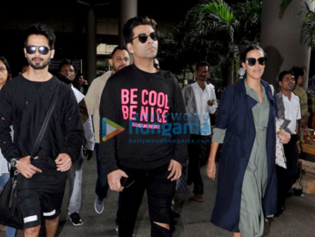 Shahid Kapoor, Karan Johar and Neha Dhupia return from Hyderabad