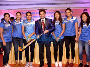 Sukhwinder Singh felicitates players of the Indian Women’s Hockey team