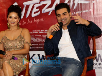 Sunny Leone and Arbaaz Khan at a press meet for Tera Intezaar
