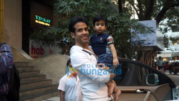Tusshar Kapoor with son Laksshya Kapoor at Bandra