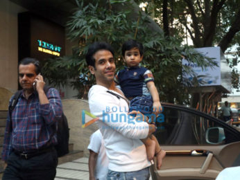 Tusshar Kapoor with son Laksshya Kapoor at Bandra