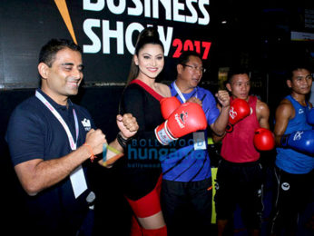 Urvashi Rautela spotted playing basketball at Global Sports Business Show