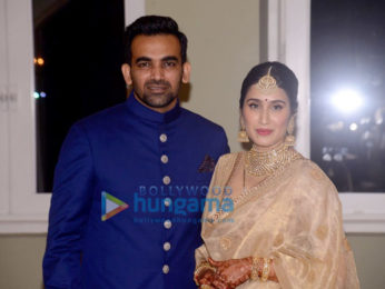 Zaheer Khan and Sagarika Ghatge arrive at their wedding reception