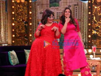 Raveena Tandon snapped on the sets of ‘Aunty Boli Lagao Boli’