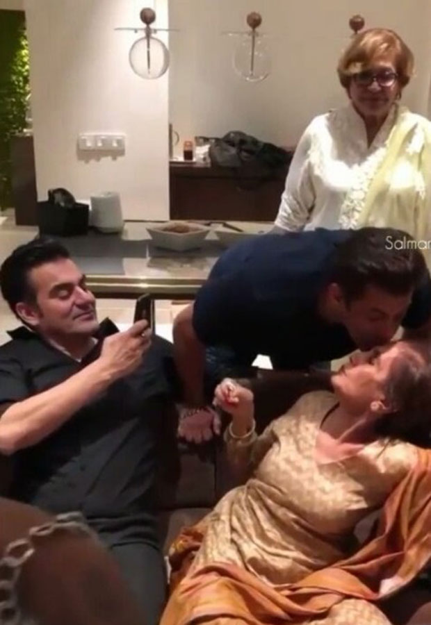 WATCH Salman Khan gives a sweet kiss to mom Salma Khan on her 75th birthday