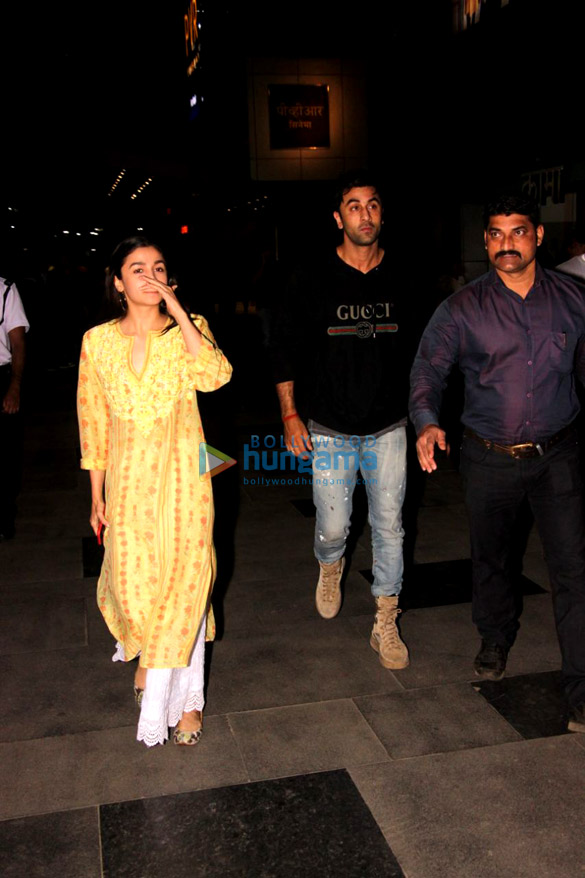 Alia Bhatt and Ranbir Kapoor snapped attending a screening of ‘Padmaavat’ in Lower Parel