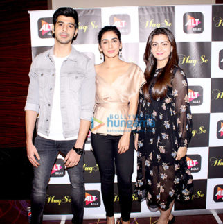 Cast of the web series Haq Se snapped during media interactions