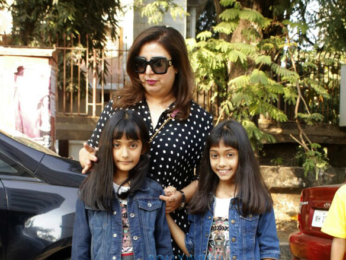 Farah Khan snapped with her kids outside Kromakay salon