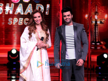 Iulia Vantur and Manish Paul snapped on the sets of The Voice India Kids
