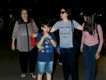 Karishma Kapoor snapped with her kids at the Mumbai airport