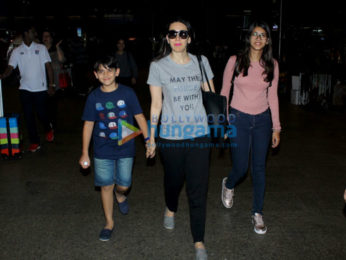 Karishma Kapoor snapped with her kids at the Mumbai airport