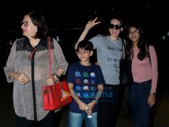 Karishma Kapoor snapped with her kids at the Mumbai airport