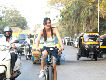 Pooja Chopra spotted riding bicycle at Lokhandwala