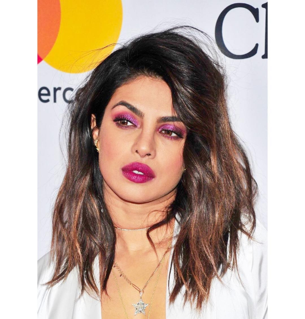 Priyanka Chopra in a stunning ultraviolet makeup at Clive Davis' Pre-Grammy 2018 party