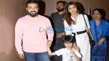 Raj Kundra and Shilpa Shetty snapped with her mother at PVR Juhu