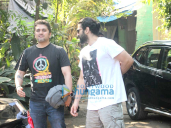 Riteish Deshmukh and Aditya Roy Kapur attend a meeting in Bandra
