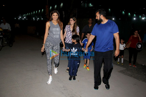 Shilpa Shetty and Raj Kundra spotted attending a football match along with their son in Juhu Shilpa Shetty and Raj Kundra spotted attending a football match along with their son in Juhu