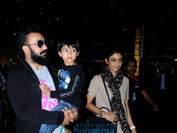Shilpa Shetty and family snapped at the airport