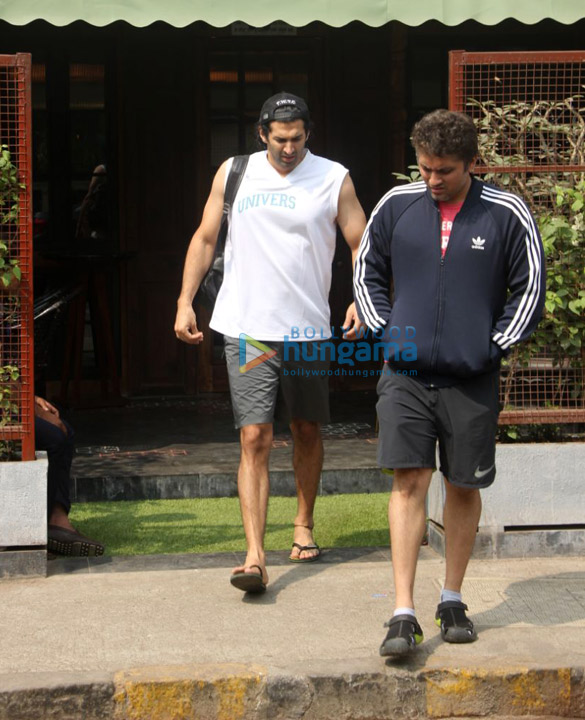 Aditya Roy Kapur and Mohit Suri spotted outside a cafe in Bandra Aditya Roy Kapur and Mohit Suri spotted outside a cafe in Bandra