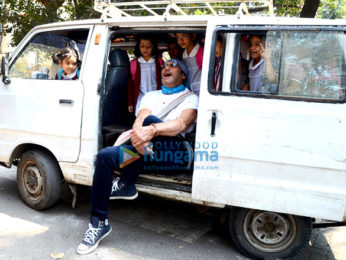 Jackie Shroff poses with school children in Bandra