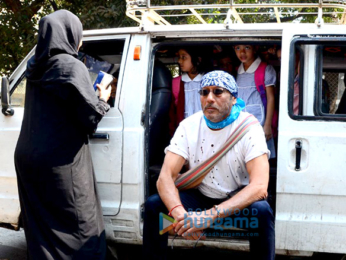 Jackie Shroff poses with school children in Bandra