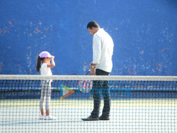 Mahesh Bhupathi snapped with his daughter at a tennis court in Bandra