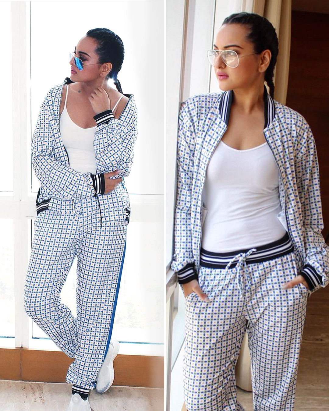 Sonakshi Sinha in a Falguni and Shane Peacock track suit for Welcome to New York Promotions