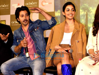 Banita Sandhu, Varun Dhawan and Shoojit Sircar grace the trailer launch of 'October'