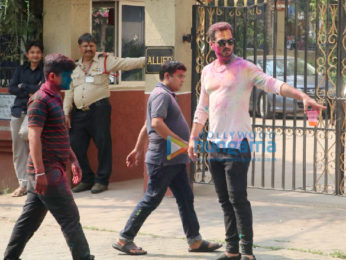 Hema Malini snapped after a holi party at daughter Esha Deol's residence