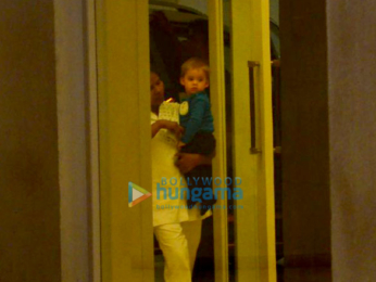 Karan Johar's twins Yash and Roohi snapped at his apartment