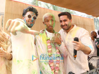 Pharrell Williams snapped with Ranveer Singh and DJ Khushi Soni