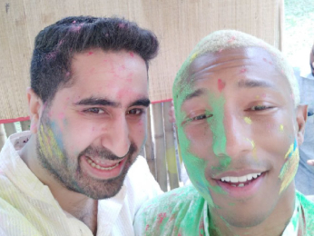 Pharrell Williams snapped with Ranveer Singh and DJ Khushi Soni