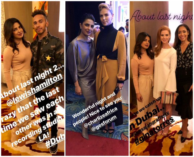 Charlize Rafferty Priyanka Chopra meets Charlize Theron, Lewis Hamilton and Suits stars ...