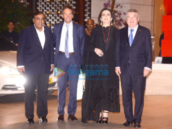 Aamir Khan, Sachin Tendulkar and John Abraham at the Ambani party for Olympics committee
