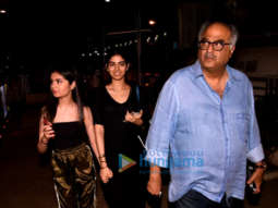 Boney Kapoor, Khushi Kapoor and Ishaan Khatter snapped post a movie screening